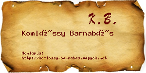 Komlóssy Barnabás névjegykártya
