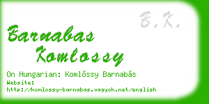 barnabas komlossy business card