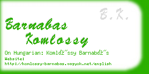 barnabas komlossy business card